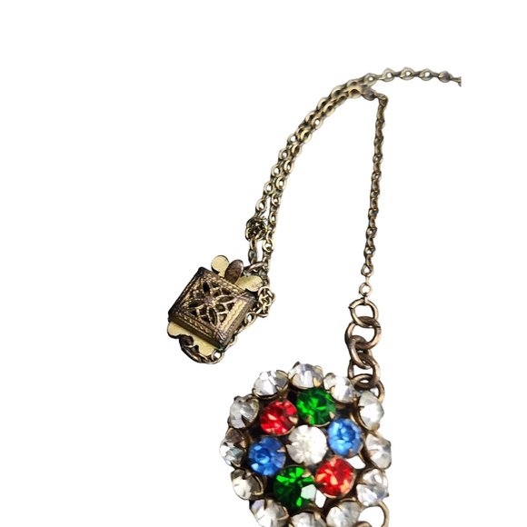 Vintage Possibly Czech Blingy Rhinestone & Brass Parure (A3809) - Picture 7 of 12